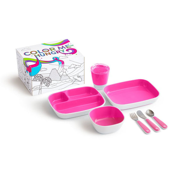 Munchkin Colour Me Hungry Dining Set - Pink - McGreevy's Toys Direct