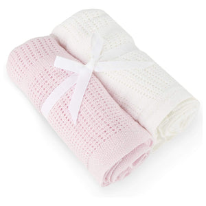 Pink & White Cellular Blankets 2 Pack - McGreevy's Toys Direct