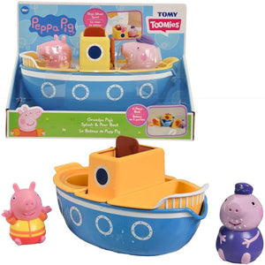 TOMY Toomies Peppa Pig Gradpa Pig's Splash & Pour Boat - McGreevy's Toys Direct