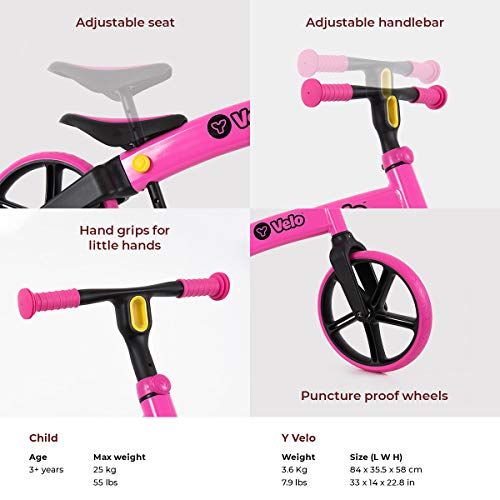 Y Velo Senior Balance Bike 12 Pink McGreevy s Toys Direct